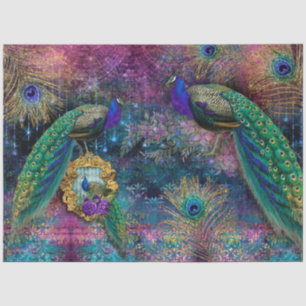 Peacocks Elegante Feathers Rosa Glitzer Decoupage Seidenpapier