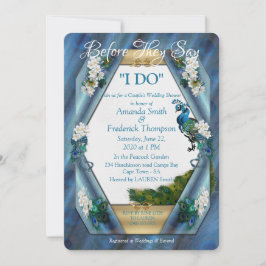 Peacocks & Emerald Green Metallic Silk W-Dusche Einladung