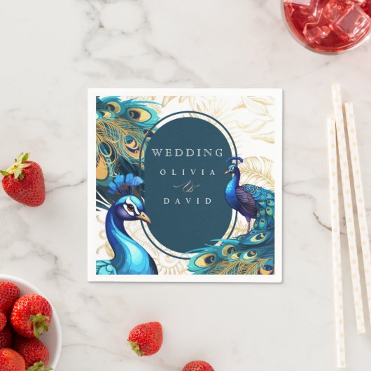 Peacocks Feathers Wedding Serviette (Beispiel)