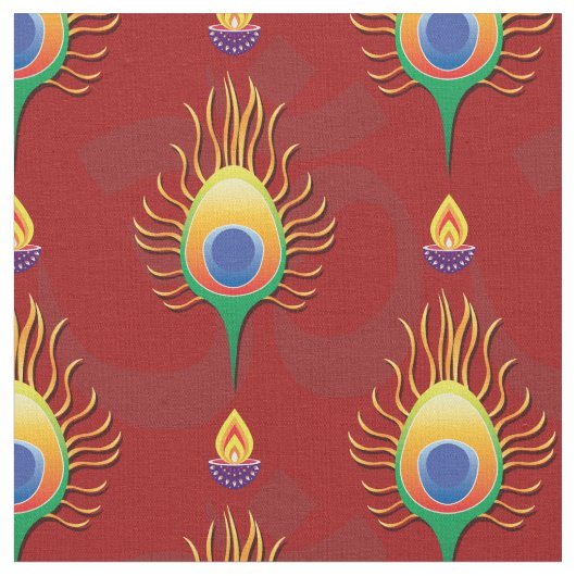 Peacocks Feder mit Diwali (Diwali) Stoff (Nahaufnahme)