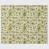 Peacocks Federgrün Geschenkpapier (Flach)