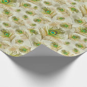 Peacocks Federgrün Geschenkpapier (Ecke)