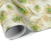 Peacocks Federgrün Geschenkpapier (Rolleneckpunkt)
