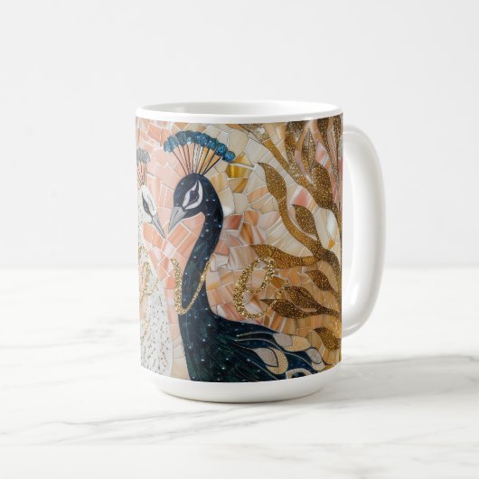 Peacocks Gold Glitzer Liebe Blush Rose Kaffeetasse (VorderseiteRechts)