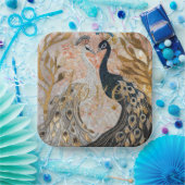 Peacocks Gold Glitzer Liebe Blush Rose Pappteller (Party)