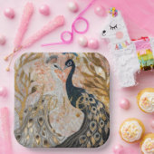 Peacocks Gold Glitzer Liebe Blush Rose Pappteller (Party)