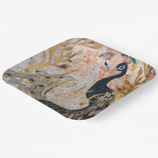 Peacocks Gold Glitzer Liebe Blush Rose Pappteller (Gewinkelt)