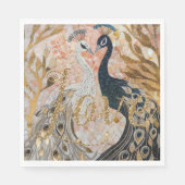 Peacocks Gold Glitzer Liebe Blush Rose Serviette (Vorderseite)