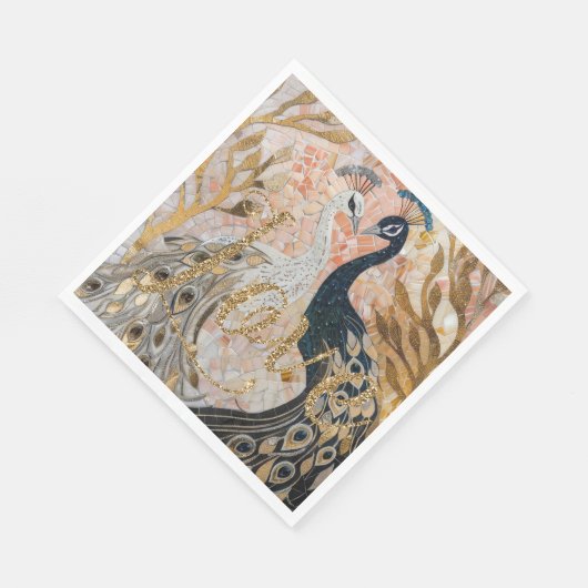 Peacocks Gold Glitzer Liebe Blush Rose Serviette (Ecke)