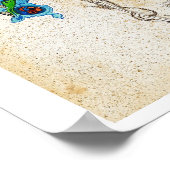 Peacocks Green Manuscript Poster (Ecke)