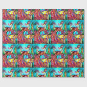 PEACOCKS IN LIEBE, Aqua-Blau Geschenkpapier (Flach)