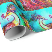 PEACOCKS IN LIEBE, Aqua-Blau Geschenkpapier (Rolleneckpunkt)
