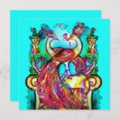 PEACOCKS IN LIEBE MONOGRAM Rot Blau Türkis Grün Ankündigung (Vorne/Hinten)