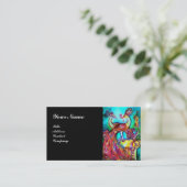 PEACOCKS IN LIEBE MONOGRAM, rot-blau-türkis schwar Visitenkarte (Stehend Vorderseite)