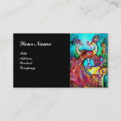PEACOCKS IN LIEBE MONOGRAM, rot-blau-türkis schwar Visitenkarte (Vorderseite)