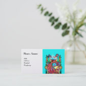 PEACOCKS IN LIEBE MONOGRAM Rot-Blau-Weiße Hochzeit Visitenkarte (Stehend Vorderseite)