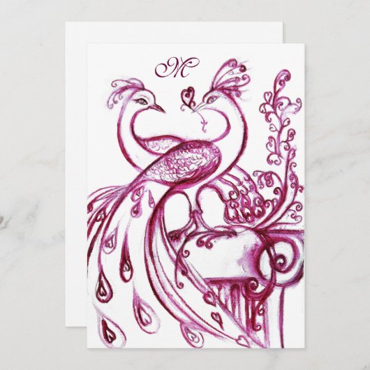 PEACOCKS IN LIEBE MONOGRAM Rot bordeauxrot, rosa w Ankündigung (Vorne/Hinten)
