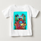 PEACOCKS IN LIEBE MONOGRAMM Rot-blaue Turquase grü Baby T-shirt (Vorderseite)