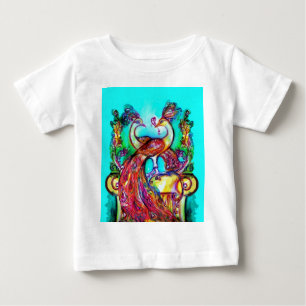 PEACOCKS IN LIEBE MONOGRAMM Rot-blaue Turquase grü Baby T-shirt