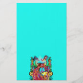 PEACOCKS IN LIEBE MONOGRAMM Rot-blaue Turquase grü Briefpapier (Vorderseite)