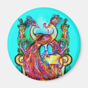 PEACOCKS IN LIEBE MONOGRAMM Rot-blaue Turquase grü Magnet