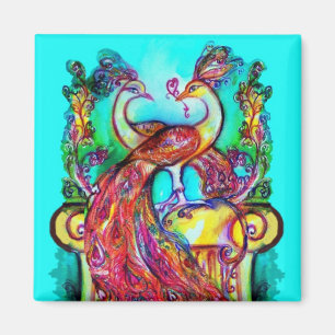 PEACOCKS IN LIEBE MONOGRAMM Rot-blaue Turquase grü Magnet