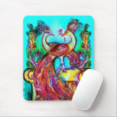PEACOCKS IN LIEBE MONOGRAMM Rot-blaue Turquase grü Mousepad (Mit Mouse)