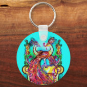 PEACOCKS IN LIEBE MONOGRAMM Rot-blaue Turquase grü Schlüsselanhänger (Vorderseite)