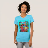 PEACOCKS IN LIEBE MONOGRAMM Rot-blaue Turquase grü T-Shirt (Vorne ganz)