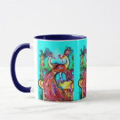 PEACOCKS IN LIEBE MONOGRAMM Rot-blaue Turquase grü Tasse (Links)