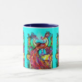 PEACOCKS IN LIEBE MONOGRAMM Rot-blaue Turquase grü Tasse (Zentrum)