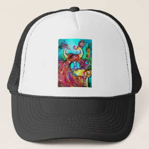 PEACOCKS IN LIEBE MONOGRAMM Rot-blaue Turquase grü Truckerkappe