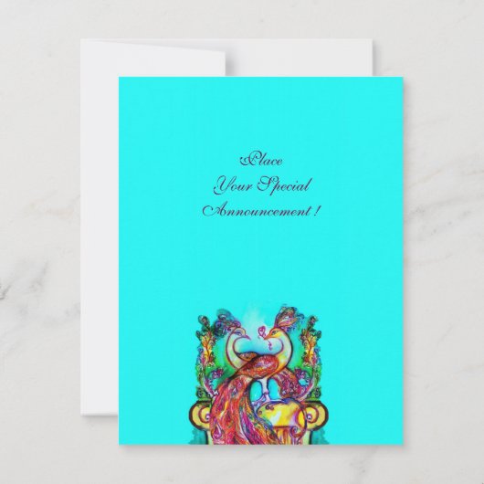 PEACOCKS IN LIEBE Rot-Blau Türkis grün Einladung (Rückseite)