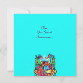 PEACOCKS IN LIEBE Rotes Aquamarines grünes Aqua Bl Ankündigung (Rückseite)