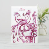 PEACOCKS IN LIEBE UAWG, rot-weiß Einladung (Stehend Vorderseite)