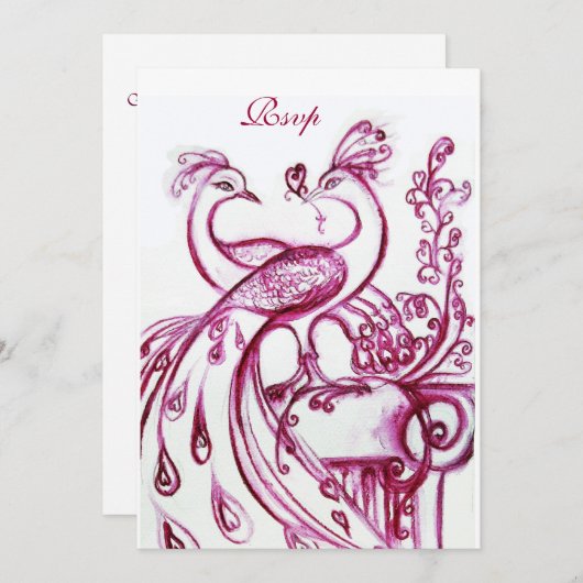 PEACOCKS IN LIEBE UAWG, rot-weiß Einladung (Vorne/Hinten)