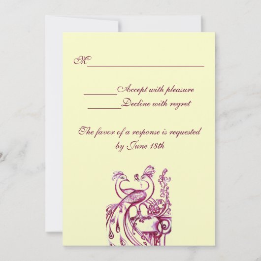 PEACOCKS IN LIEBE UAWG, rotes bordeauxrotes Goldgo Einladung (Rückseite)