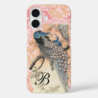 PEACOCKS, PINK WHITE SAKURA BLUME Japanisch Blumen iPhone 16 Hülle
