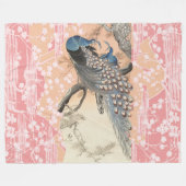 PEACOCKS, PINK WHITE SAKURA BLUME Japanisch Blumen Fleecedecke (Vorderseite (Horizontal))