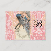 PEACOCKS, PINK WHITE SAKURA BLUME Japanisch Blumen Visitenkarte (Rückseite)