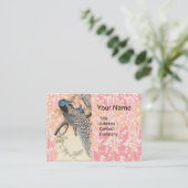 PEACOCKS, PINK WHITE SAKURA BLUME Japanisch Blumen Visitenkarte (Stehend Vorderseite)