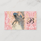 PEACOCKS, PINK WHITE SAKURA BLUME Japanisch Blumen Visitenkarte (Rückseite)