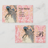 PEACOCKS, PINK WHITE SAKURA BLUME Japanisch Blumen Visitenkarte (Vorne/Hinten)