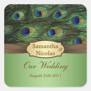 Peacok Feathers Wedding Sticker