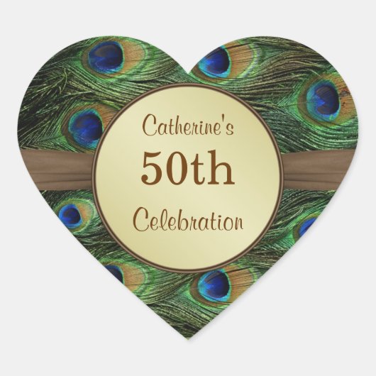 Peacok's Feder 50. Geburtstagsfeier Sticker (Vorderseite)