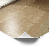 Peahen Admires Reflection Fotodruck (Ecke)