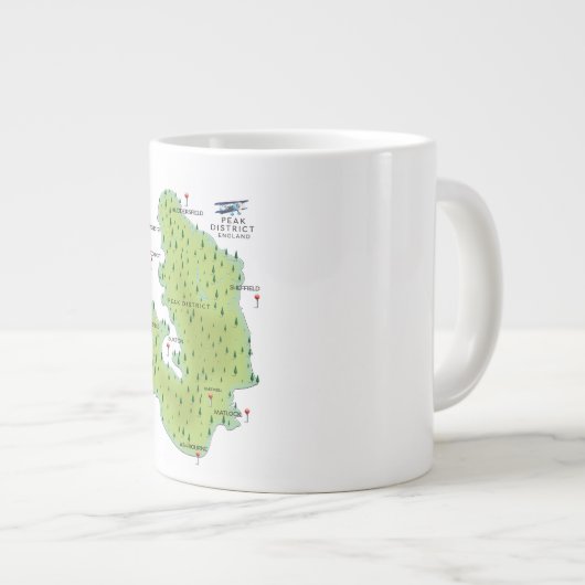 Peak District England Map Jumbo-Tasse (Vorderseite Rechts)