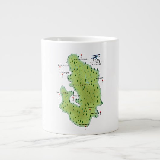 Peak District England Map Jumbo-Tasse (Vorderseite)