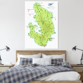 Peak District England Map Leinwanddruck (Insitu (Schlafzimmer))