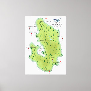 Peak District England Map Leinwanddruck